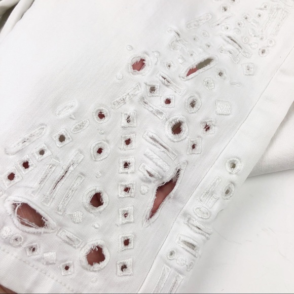 - Anthropologie Pilcro and the Letterpress Superscript High Rise White Cro… - Picture 5 of 14